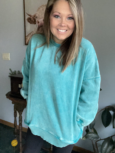 Teal Life Pullover with Pockets