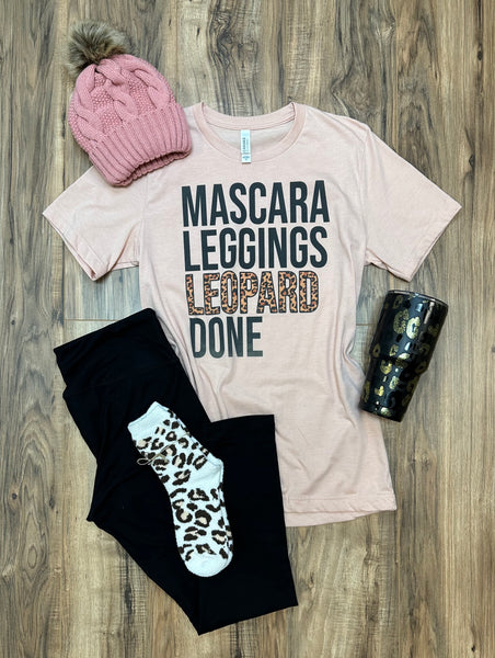 Mascara, Leggings, & Leopard Tee