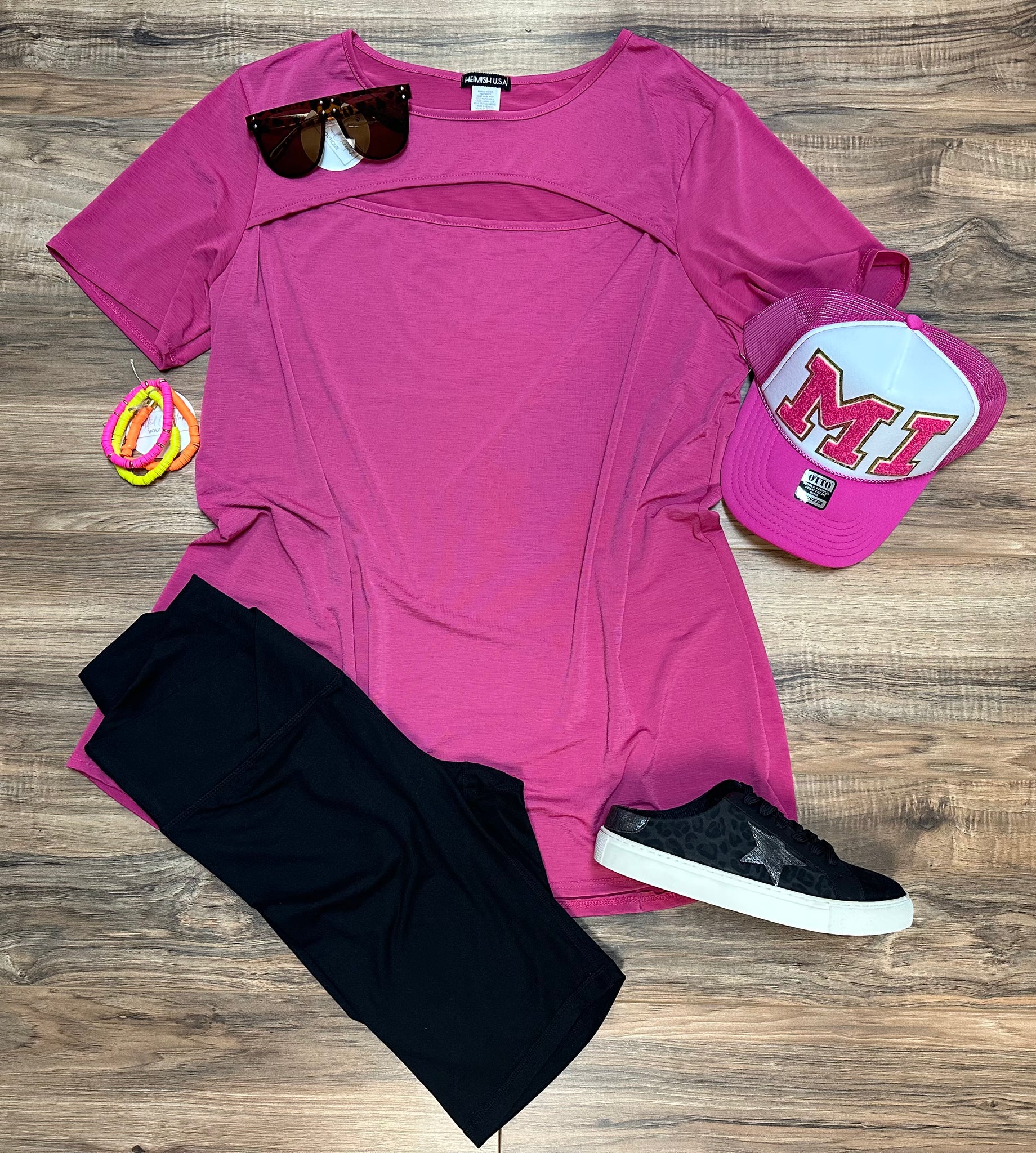 Peekaboo Tee - Fuchsia