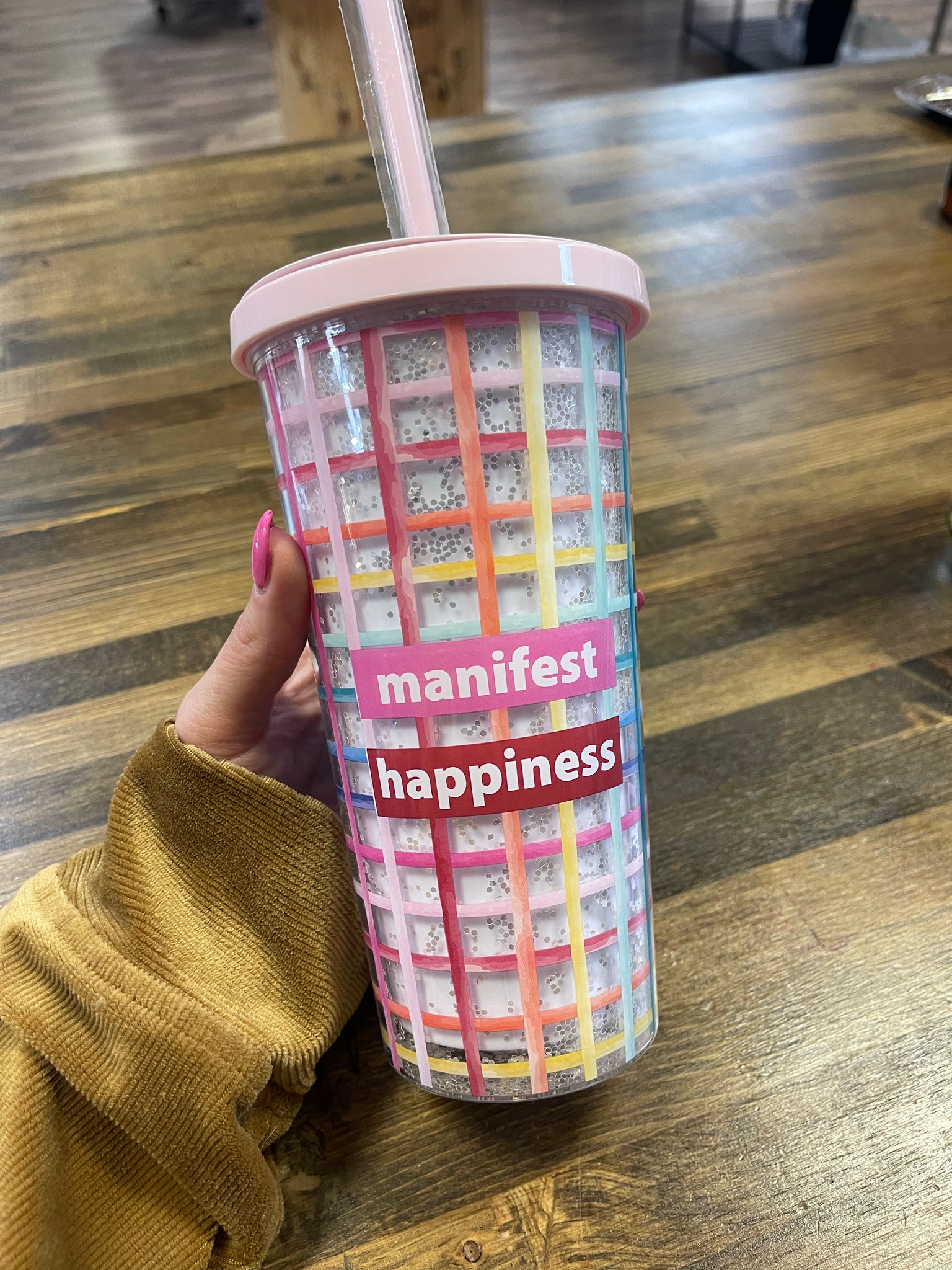 Manifest Happiness Tumbler With Straw